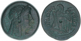 Ägypten Königreich der Ptolemäer, Ptolemaios IV. 205-180 BC Epiphamos
Griechen. Bronzemünze. Demeter - Adler
19,23g
ss
