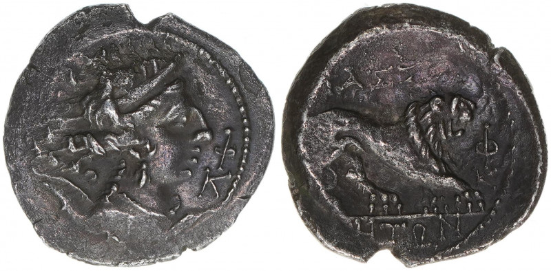 Drachme, 150-130 BC
Gallien Massalia. Av: Φ/K/A, bust of Artemis, Rv. MAΣΣA//ΛIH...