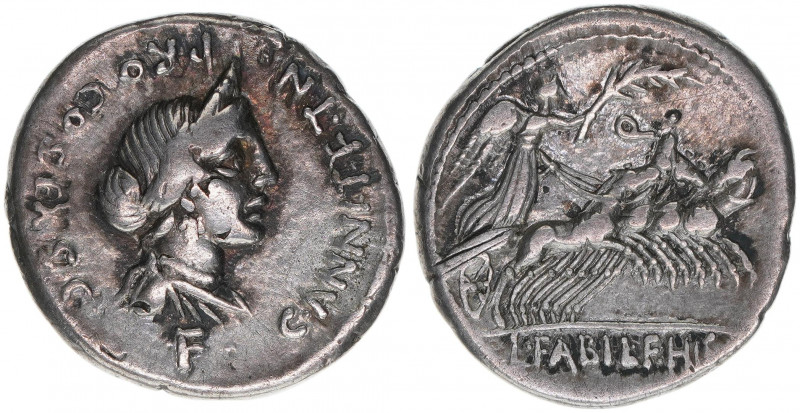 C.Annius T F.T, N.L.Fabius L.f.Hispaniensis - Heeresmünzstätte Norditalien
Römis...