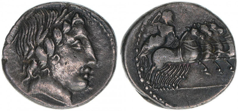 Anonym
Römisches Reich - Republik. Denar, 86 BC. Av. Kopf des Apollo nach rechts...