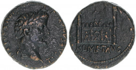 Tiberius 14-37
Römisches Reich - Kaiserzeit. As. Av.Kopf nach rechts Rv. Altar von Lyon flankiert von zwei Säulen ROM ET AVG
Rom
10,24g
RIC 31
ss