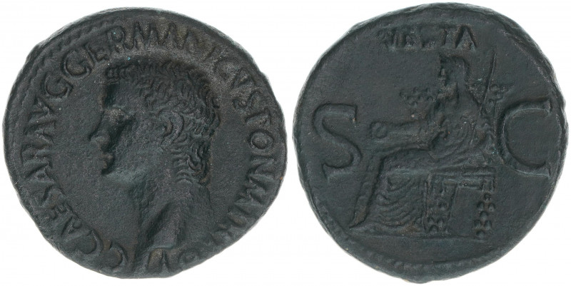 Caligula 37-41
Römisches Reich - Kaiserzeit. As, 37-41. Av. Kopf nach links C CA...