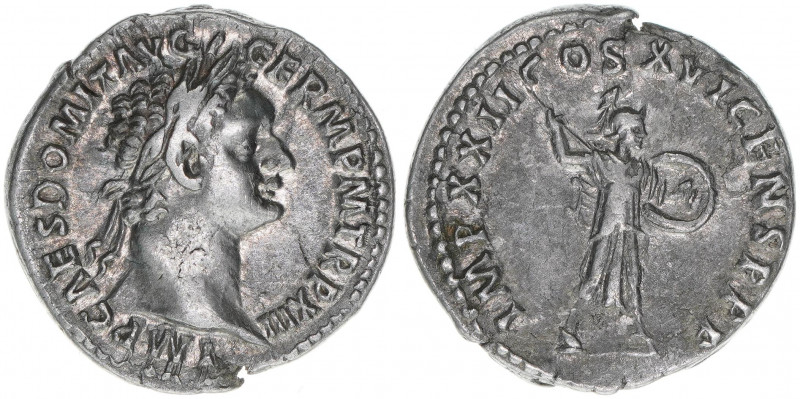 Domitianus 81-96
Römisches Reich - Kaiserzeit. Denar. Av. Kopf nach rechts IMP C...