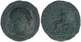 Traianus 98-117
Römisches Reich - Kaiserzeit. AE As. Av. Kopf nach rechts, Rv. Roma nach links sitzend SPQR OPTIMO PRINCIPI SC
Rom
10,24g
RIC 489, C 3...