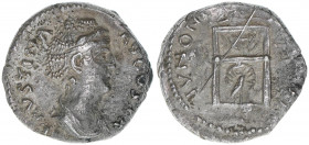 Faustina Maior Gattin des Antoninus Pius +141
Römisches Reich - Kaiserzeit. Denar. Av. Kopf nach rechts FAVSTINA AVGVSTA, Rv. Thron, darauf Pfau, ange...