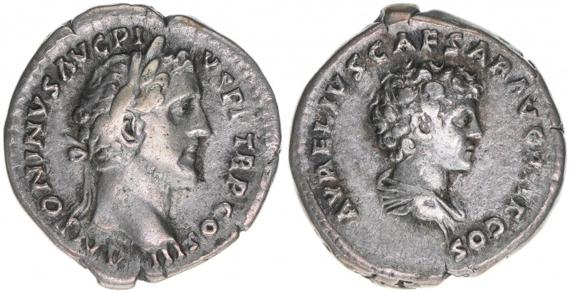 Marcus Aurelius 161-180
Römisches Reich - Kaiserzeit. Denar. Doppelportrait mit ...