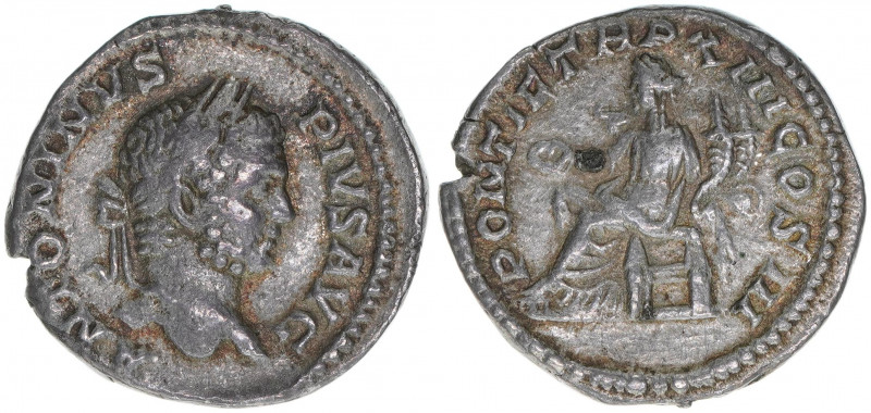 Caracalla 198-217
Römisches Reich - Kaiserzeit. Denar, 210. Av. Kopf nach rechts...