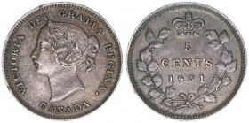 Queen Victoria
Canada. 5 Cents, 1901. 1,14g
Khant/Schön 2
ss+