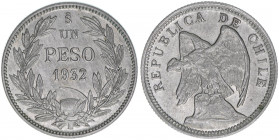 1 Peso, 1932
Chile. 6,04g. Schön 15d
vz