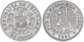 20 Centavos, 1881
Chile. 4,83g. Kahnt/Schön 85
ss