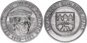 Medaille, ohne Jahr
Deutschland. Luftkurort Stolberg Harz, Geburtsstadt von Thomas Müntzers. 35,30g
unedel
vz