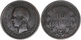 10 Lepta, 1869
Griechenland. 9,65g. Khant/Schön 39
s/ss