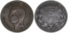 5 Lepta, 1878
Griechenland. 5,04g. Kahnt/Schön 49
s/ss