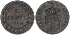 2 Lepta, 1833
Griechenland. 2,41g. Kahnt/Schön 13
ss