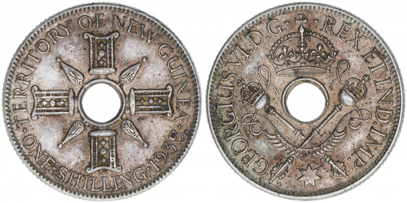 Georg VI.
Großbritannien - Mandatsgebiet New Guinea. 1 Shilling, 1938. 5,35g
Sch...