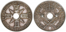 Georg VI.
Großbritannien - Mandatsgebiet New Guinea. 1 Shilling, 1945. 5,34g
Schön 10
vz