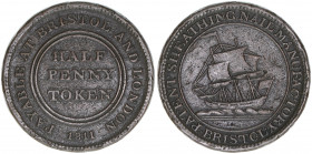 Manufactur Bristol
Großbritannien. Half Penny Token, 1811. 9,06g
ss