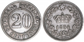 Humbert I. 1878-1900
Italien Königreich. 20 Centesimi, 1894 KB. selten
3,97g
Kahnt/Schön 24
vz