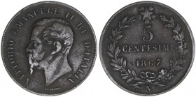 Victor Emanuel II. 1861-1878
Italien Königreich. 5 Centesimi, 1867 N. 4,67g
Kahnt/Schön 3
ss
