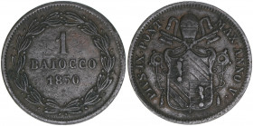 Papst Pius IX.
Kirchenstaat. 1 Baiocco, 1850. 10,16g
Khant/Schön 66
ss