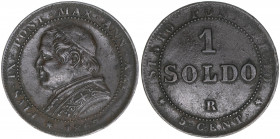 Papst Pius IX.
Kirchenstaat. 1 Soldo R, 1867. 5,05g
Khant/Schön 80
ss