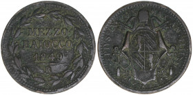Papst Pius IX.
Kirchenstaat. Mezzo Baiocco, 1849. 5,70g
Khant/Schön 63
ss-