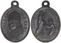 Papst Pius IX.
Italien Kirchenstaat. ovale Medaille mit Trageöse, ohne Jahr. 5,50g
vz