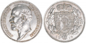 Johann II. 1858-1929
Liechtenstein. 1 Krone, 1910. 5,00g
Schön 2
vz