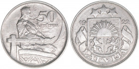 50 Santimu, 1922
Lettland. 6,37g. Schön 6
ss