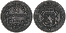 2 1/2 Centimes, 1854
Luxemburg. 2,72g. Kahnt/Schön 1
ss