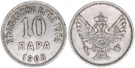 10 Para, 1908
Montenegro. 2,91g. Schön 3
ss+