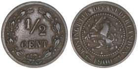 1/2 Cent, 1900
Niederlande. 1,27g. Schön 2
ss+