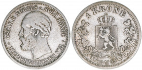 Oskar II. 1872-1905
Norwegen. 1 Krone, 1895. 7,39g
Kahnt/Schön 74
s/ss