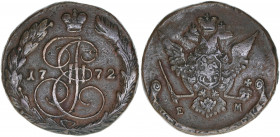 Katharina II. 1762 - 1796
Rußland. 5 Kopeken, 1772 EM. Ekaterinburg
40,58g
C# 59
ss