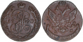 Katharina II. 1762 - 1796
Rußland. 5 Kopeken, 1793 AM. Annensk
53,88g
C# 59
ss/vz