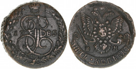 Katharina II.
Rußland. 5 Kopeken, 1785 EM. 48,66g
ss/vz