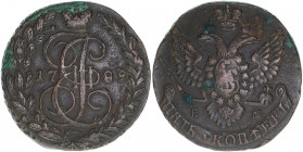 Katharina II.
Rußland. 5 Kopeken, 1789 EM. 45,45g
ss+