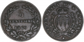 5 Centesimi, 1869 M
San Marino. Mailand. 4.89g
Khant/Schön 1
ss