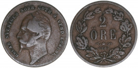 Oskar I. 1844-1859
Schweden. 2 Öre, 1857. 5,53g
Kahnt/Schön 80
s/ss