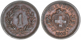 Eidgenossenschaft
Schweiz. 1 Rappen, 1903. 1,90g
ss/vz