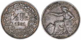 Eidgenossenschaft
Schweiz. 1/2 Franken, 1851. 2,95g
ss