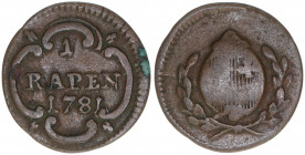 Schwyz
Schweiz. 1 Rappen, 1781. 1,79g
ss