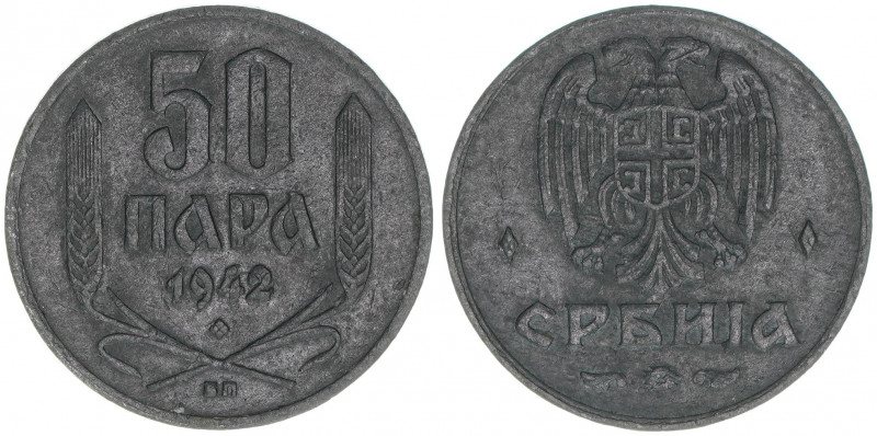 50 Para, 1942
Serbien. Zink. 1,99g
Schön 9
ss