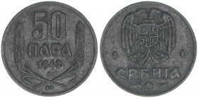 50 Para, 1942
Serbien. Zink. 1,99g
Schön 9
ss
