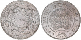 5 Rupees, 1957
Sri Lanka (Ceylon). 2500 Jahre Buddhismus. 28,23g
Schön 66
vz