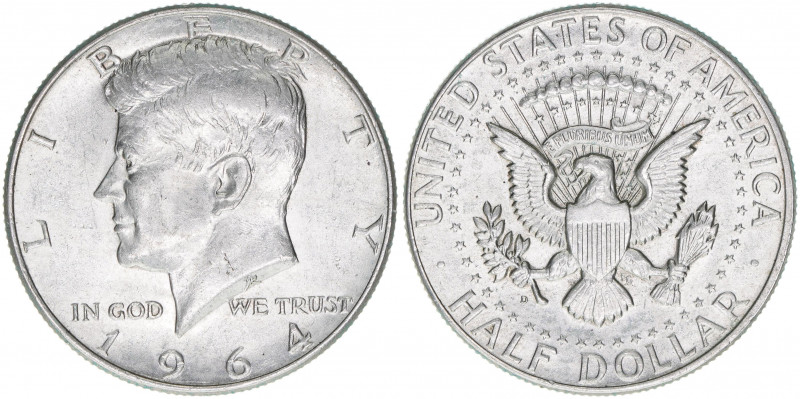 John F. Kennedy
Vereinigte Staaten von Amerika. Half Dollar, 1964 D. 12,52g
Schö...