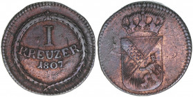 Carl Friedrich 1806-1811
Baden. 1 Kreuzer, 1807. 7,35g
AKS 20
ss