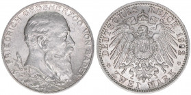 Grossherzog Friedrich
Baden. 2 Mark, 1902. zum Regierungsjubiläum
11,13g
AKS 157
vz-