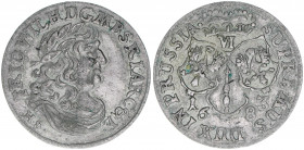 Friedrich Wilhelm 1640-1688
Brandenburg. 6 Gröscher, 1683. 3,48g
ss/vz