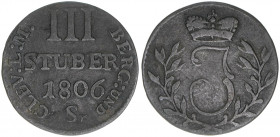 Joachim 1806-1808
Berg. 3 Stüber, 1806. 1,71g
AKS 12
ss
